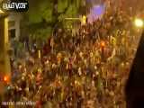 لحظاتی از تظاهرات ودرگیری‌های کاتالونیاکه منجر به لغو وتعویق دیدار ال‌کلاسیکو شد
