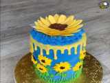 تزیین کیک به شکل گل آفتابگردان