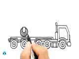 How to Draw Road Roller on Transport Truck for Kids
