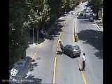 تصادف خطرناک موتور سوار در تهران