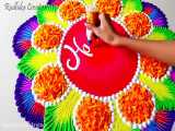 آموزش طراحی دیوار با رنگ برای جشن تولد Simple and uniqe diwali rangoli