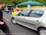 شکستن شیشه 206 با پا