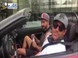 محمدرضا گلزار با ماشین لاکچریش در حال رفتن به باشگاه