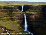آبشار در صخره‌های گدازه‌ای ایسلند