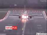 فرود خطرناک هواپیماهای مسافربری در طوفان 