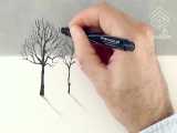 آموزش نقاشی سه بعدی ساده از درختان