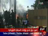 تصاویری از به آتش کشیدن دیوارهای سفارتخانه آمریکا در بغداد به دست تظاهرکنندگان عراقی 