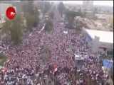 جمعیت گسترده و بی‌سابقه تظاهرات‌کنندگان ضدآمریکایی در خیابان‌های عراق 