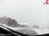 فیلم لحظه تصادف شاخ به شاخ در جاده برفی