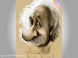 کاریکاتور انیشتین با تکنیک digital painting - کاور دوره طراحی پایه انیشتین