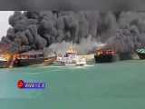 آتش گرفتن ۴ لنج باری و ماهیگیری در اسکله بندرجاسک هرمزگان 