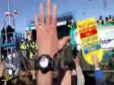 شعار دادن علیه روحانی مقابل محل سخنرانی رئیس جمهور در راهپیمایی ۲۲بهمن