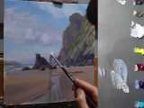 ✅ آموزش نقاشی چشم انداز ساحل دریا 