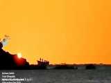 منظره یک  غروب زیبا در هنگام کسوف در خلیج فارس