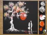 آموزش نقاشی فویل آلومینیوم نحوه کشیدن زوج رمانتیک در کنار درخت