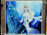[هنر شفا آسان] نقاشی Frozen2 Elsa / طراحی مو السا / نقاشی دست آبرنگ نقاشی شخصیت