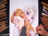نقاشی بغل کردن السا و آنا | Drawing Frozen2 - السا و آنا [دست در حال کشیدن]