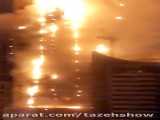 فوری/ آتش سوزی شدید در یک آسمانخراش در شارجه امارات