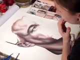 یک نقاشی زیبا از چهره لئوناردو دی کاپریوتوسط یک هنرمند خلاق