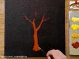 آموزش نقاشی رنگ روغن - درخت زرد