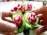 آموزش میوه آرایی - طرح گل با تربچه