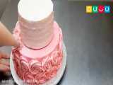 تزیین کیک - خامه کشی و تزیینات کیک با ماسوره به شکل گل