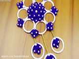 آموزش ساخت یک آویز بافتنی حلقه ای طرح گل آبی با النگو پلاستیکی