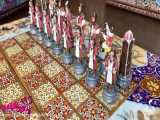 مهره های شطرنج رنگی از جنس فلز با نقاشی ظریف و زیبا توسط هنرمندان اصفهان