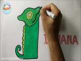 I is for IGUANA آموزش حروف الفبای انگلیسی به کودکان با نقاشی