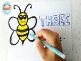 چگونه با عدد سه 3 انگلیسی یک زنبور  زیبا بکشیم turn number three to bee