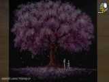 آموزش نقاشی جفت زوج رمانتیک در کنار درخت