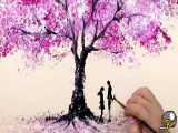 تکنیک های رنگ آمیزی چگونه می توان زوج رمانتیک را در کنار درخت