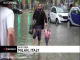 سیل ناگهانی در خیابان های میلان ایتالیا