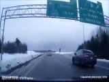 حادثه وحشتناک برای راننده ماشین در کانادا
