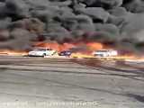 تصاویری از خودرو‌های گیر کرده در آتش بازار امارات