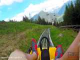 بازدید پهپادی از مناظر زیبای ترن هوایی کوه آلپ در ایمست - اتریش