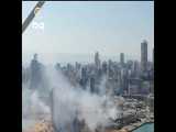 تصاویر هوایی شبکه المیادین از محل انفجار در بندر بیروت