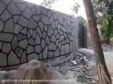 اجرای سنگ لاشه در نمای دیوار با نصابان ماهر با سنگ قهوای طبیعی