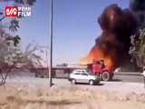انفجار وحشتناک کامیون حامل گازوئیل در جاده همدان / راننده به موقع از مرگ گریخت