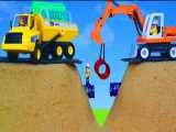 ماشین بازی کودکانه : تعمیر خیابان توسط بیل مکانیکی و کامیون