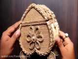 کاردستی: آموزش ساخت جعبه جواهرات به شکل قلب با کنف و چوب بستنی