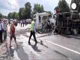 تصادف مرگبار کامیون با اتوبوس در مسکو