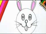 آموزش نقاشی به کودکان : طراحی و رنگ آمیزی خرگوش بانی با یک دایره