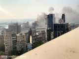 ویدیوی واضح و صحنه آهسته از لحظه ی انفجار در بیروت لبنان و موج خرابی.