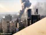 لحظه انفجار بیروت از پشت بام یک برج