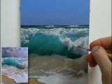 نقاشی واقعی رنگ روغن از روی عکس.94_نقاشی منظره دریا(1)
