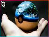 رزین  پوکسی شیشه ای طرح Pokeball با یک جنگل در داخل آن - ترفند جالب