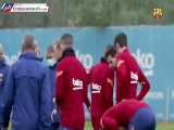 ادای احترام به دیگو مارادونا در تمرینات روز جمعه تیم بارسلونا