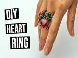 انگشتر زیبا قلبی  - ایده جالب برای ساخت انگشتر با مهره های قرمز