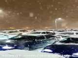 زمینگیر شدن خودروها در برف شدید